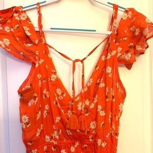 Topshop red floral romper